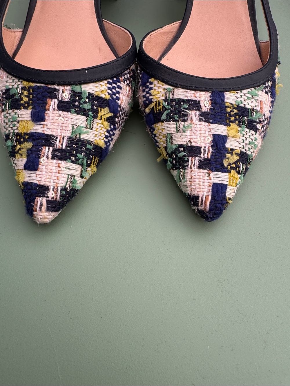 kate spade Navy and Multicolor Tweed Pointed Slingback Heels - Picture 4 of 12